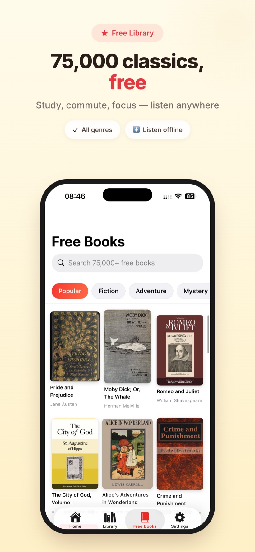 75,000 free public-domain classics in Audio Monk